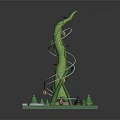 Decorative Green Spiral Plant Structure With Spiral Track And Small Trees