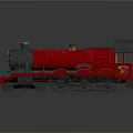 Vintage Red Steam Train With Golden Emblem And Classic Cab Design