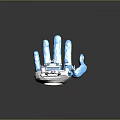Futuristic Blue Mechanical Hand With Polygonal Fingers And Detailed Base Structure