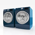Two Blue Modern Front Load Washing Machines For Home Laundry Use 3d model