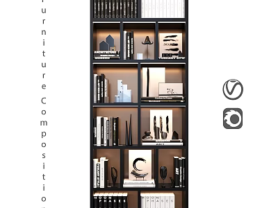 Modern Stylish Shelf Unit Multilayer Storage With Books Decorative Items And Ornaments 3d model