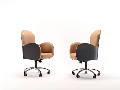 Modern Office Chair With Beige And Black Upholstery Swivel Wheels And Armrests 3d model