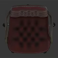 Red Leather Tufted Office Chair With Metal Armrests And Wheeled Base
