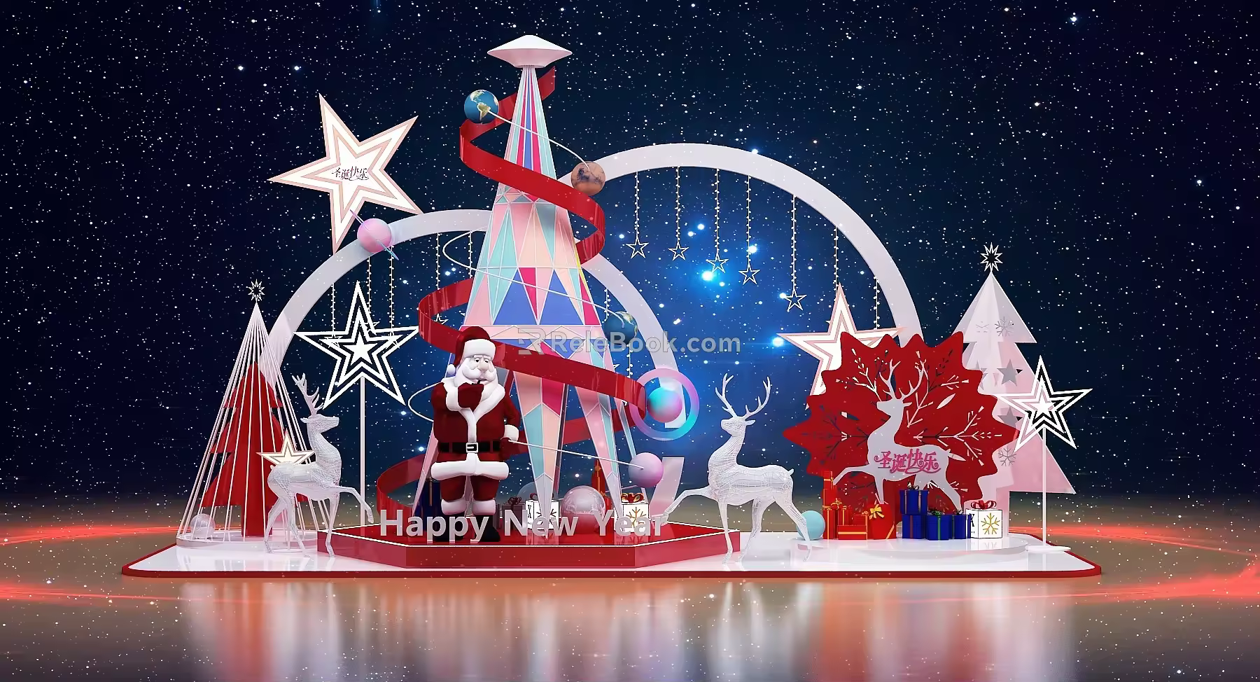 Simple Christmas New Year Online Red Cool Beauty Chen Punch Point DP Point Photo Area Road Show Photo Wall Fast Exhibition Device Consumer Land Stack Head Activity Flash Shop Industrial Wind Sign-in 3d model
