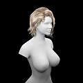 3D Female Game and Movie Character With Blonde Curly Hair Featureless Face Upper Body