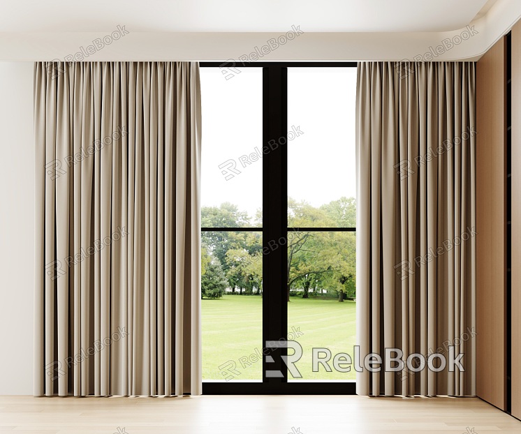 Modern Fabric Curtain Full Blackout Curtain Track Curtain Solid Color Curtain Roman Rod Curtain model