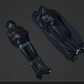 Multiple Human Figures Wrapped In Black Satin Fabric With Blue Straps 3d model