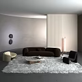 Modern Sofa And Coffee Table Set With Accent Chairs Shaggy Rug Floor Lamp Wall Decor