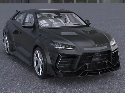 Black Sporty SUV Car With Aggressive Exterior Design 3d model