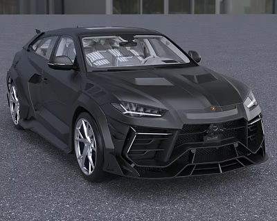 Black Sporty SUV Car With Aggressive Exterior Design 3d model Black Sporty SUV Car With Aggressive Exterior Design 3d model