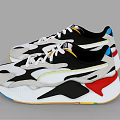Stylish Black And White Sneakers With Colorful Accents And Modern Design