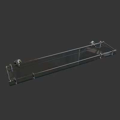 Modern Transparent Glass Bathroom Shelf with Metal Wall Mounted Brackets 3d model