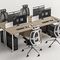 Modern Office Desk and Chair Office Desk and Chair Combination Staff Card Computer Desk Computer 3d model