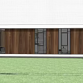 Modern Detached House with Wooden Exterior Large Windows Green Lawn and Trees