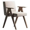 Modern Armchair With Fabric Cushion Wooden Triangular Arms And Legs Design