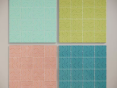 Decorative Wall Decor With Repeating Wavy Geometric Patterns In Multiple Colors 3d model