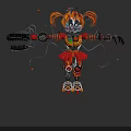 Clown Face Electric Toy Doll With Orange Pigtails Red Dress And Mechanical Gears
