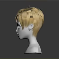 Game and Movie Character White Head Model with Blonde Short Hair and Dark Background