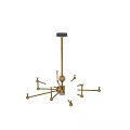 Modern Brass Chandelier With White Glass Shades And Multiple Arms Design