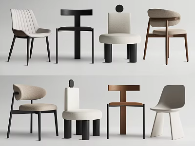 Stylish Modern Dining Chairs With Various Designs And Minimalist Styles 3d model