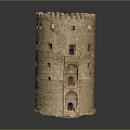 Medieval Stone Tower Building With Windows And Arched Door Design 3d model