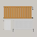 Display of Various Radiator Designs in Orange and White for Home Heating