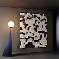 Textured Abstract Oil Painting with Brown Black White Patches in Modern Interior Wall Art Decor