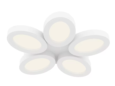 Modern White Petal Shaped Ceiling Light With Multiple Circular Illuminated Panels 3d model