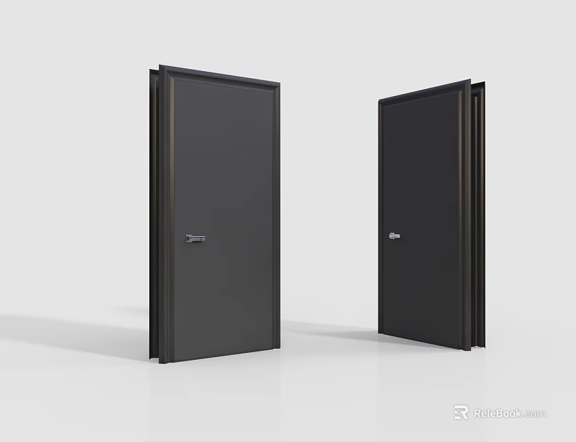 Modern Black Swing Door Design With Sleek Look For Home Interior Space 3d model 