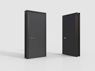 Modern Black Swing Door Design With Sleek Look For Home Interior Space 3d model