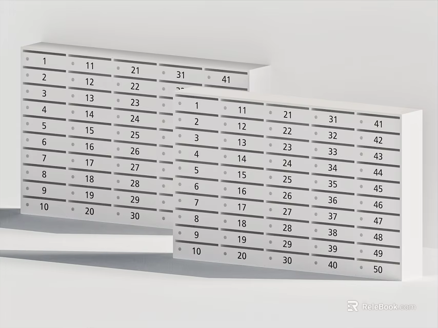 Practical Storage Cabinet Rack With Numbered Compartments And Multiple Organized Shelves 3d model