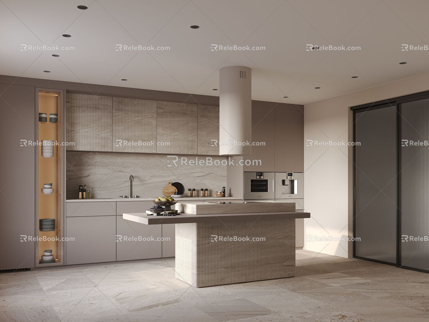 Modern open kitchen 3d model