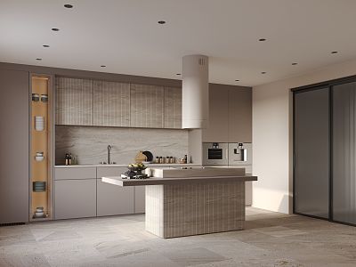 Modern open kitchen 3d model