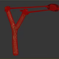 Wooden Slingshot With Y Shaped Frame Black Rubber Bands And Projectile