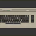 Vintage Computer Keyboard With Wooden Base And Black Retro Design Keys