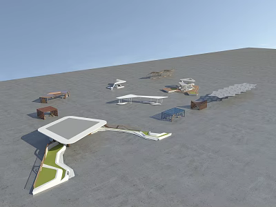 Diverse Modern Outdoor Pergola Designs With Open Roofs Seating Spots And Green Zones 3d model
