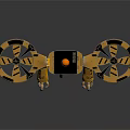 Yellow Robot Drone With Mechanical Legs Propellers Claws And Display Screen