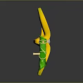 Cartoon Peeled Banana Dancing Character With Green Leaf Hat Decoration On Gray Background