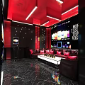 KTV Corridor With Blue Neon Lights And City View Screens