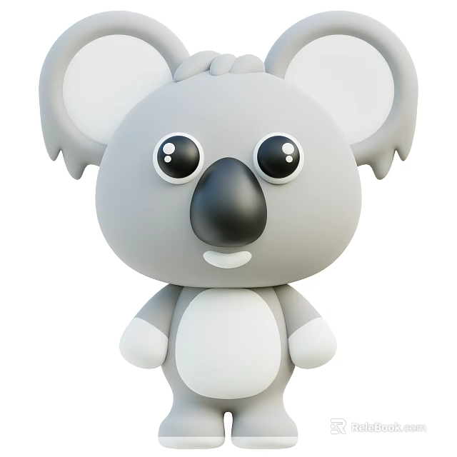 Cute Cartoon Reptile Character With Big Eyes And Gray Body Design 3d model 