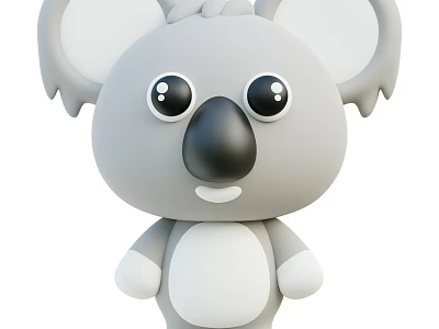 Cute Cartoon Reptile Character With Big Eyes And Gray Body Design 3d model