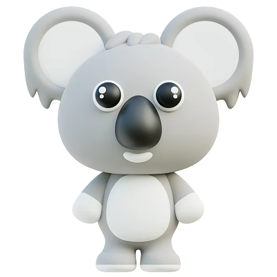 Cute Cartoon Reptile Character With Big Eyes And Gray Body Design 3d model