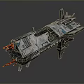 Advanced Futuristic Interstellar Spaceship With Detailed Metallic Design And Red Thrusters