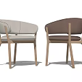 Modern Minimalist Dining Chairs With Light Gray And Brown Upholstered Seats Wooden Frame