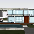 Modern Detached Villa With Surrounding Trees Pool Garden And Large Glass Windows