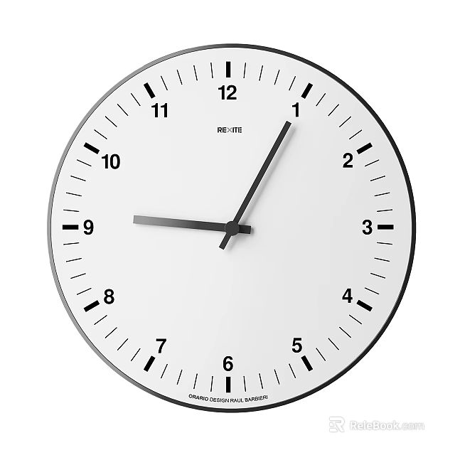 Minimalist Round Wall Clock With White Dial Black Numbers And Hands Design 3d model 