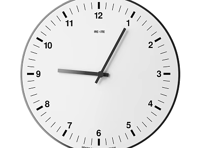 Minimalist Round Wall Clock With White Dial Black Numbers And Hands Design 3d model