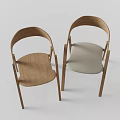 Modern Wooden Leisure Chairs With Curved Backrest And Pair Design For Living Room