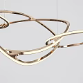 Contemporary Brass Chandelier With Intertwined Circular Metal Rings For Modern Interior