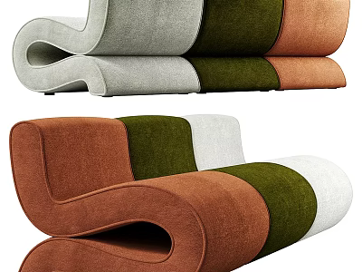 Stylish Modern Sectional Sofa Featuring Curved Design And Multi Colored Fabric Upholstery 3d model